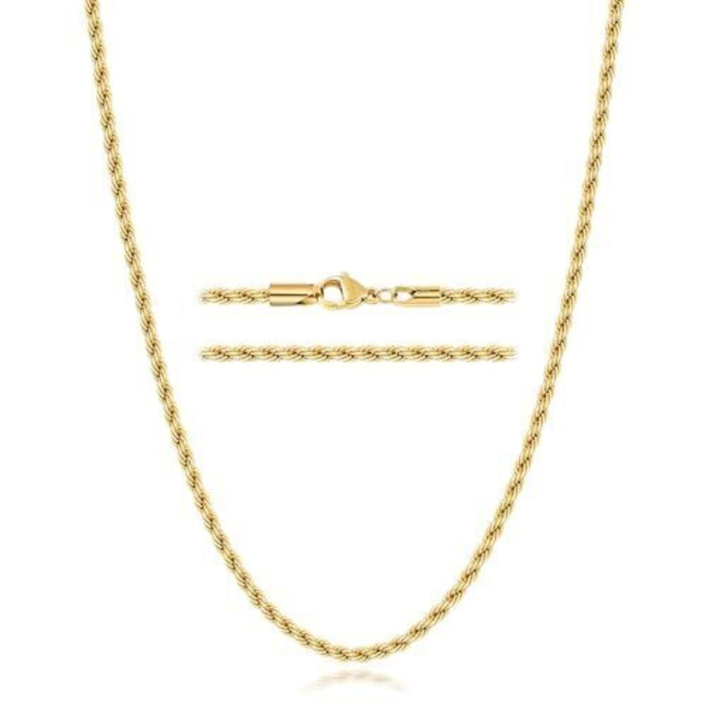 6836 18K Gold Plated Rope Chain Necklace , 2.7mm 18K Gold Plated Chain